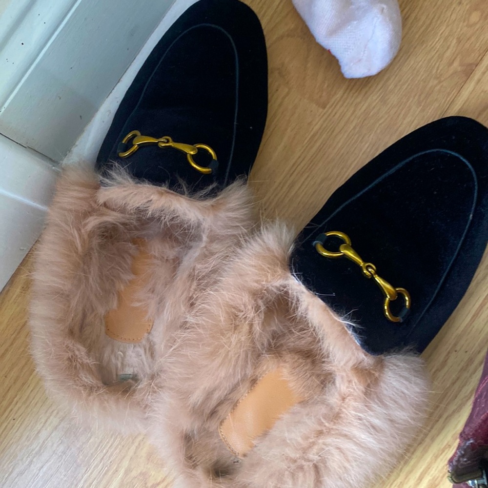 Blk Velvet Loafer Mules Sz8 🖤